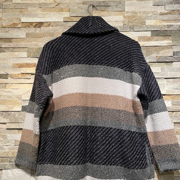 Chico’s 1P, M Open Front Cardigan | Striped Knit, Neutral Fall, Cozy Shawl NWOT - Picture 8 of 11